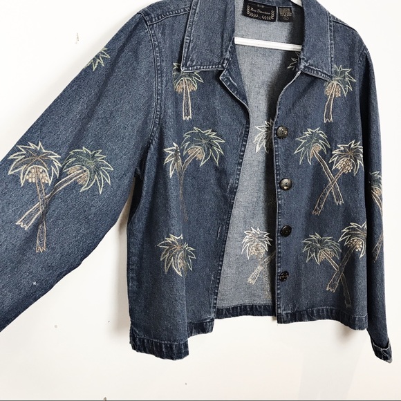 RARE | 🌴Vintage Palm Tree Denim Jacket - oversized - Picture 2 of 7